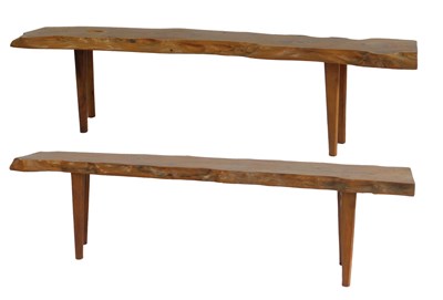 Lot 795 - A pair of rustic yew wood benches, each on...
