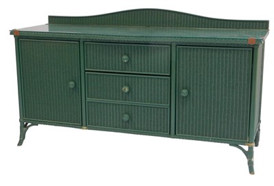 Lot 824 - A Lloyd Loom green painted side board, with a...