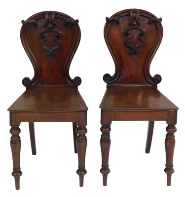 Lot 804 - A pair of Victorian carved mahogany shield...