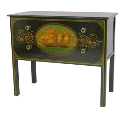 Lot 809 - An oak chest of drawers, later painted to the...