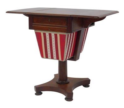 Lot 829 - A Victorian walnut drop leaf work table, the...