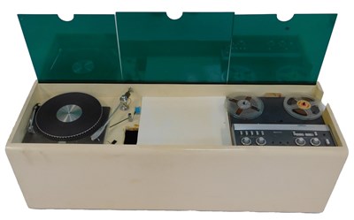 Lot 831 - A cream painted and green Perspex radiogram...