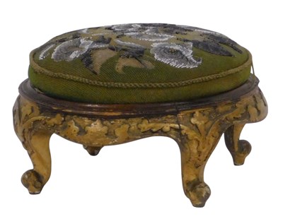 Lot 838 - A Victorian mahogany and gilt circular foot...
