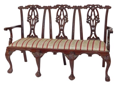 Lot 840 - A mahogany Chippendale design chair back sofa,...
