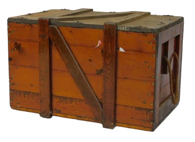 Lot 854 - A 20thC stained pine packing crate, possibly...