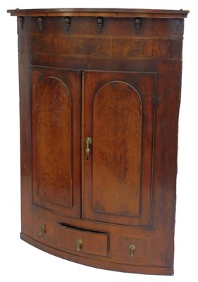 Lot 845 - A 19thC mahogany hanging corner cabinet, the...