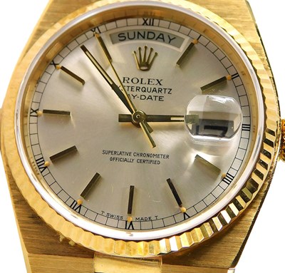 Lot 2 - A Rolex Oyster Quartz Day-Date, in 18ct gold...