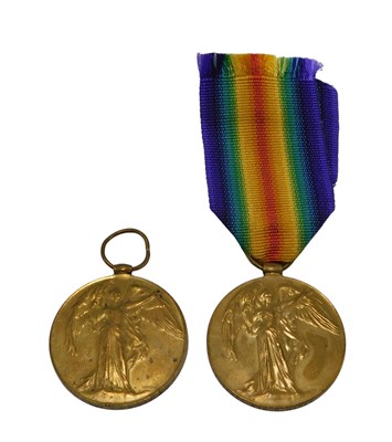 Lot 268 - Two World War I British Victory medals, one...