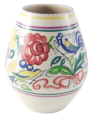 Lot 107 - A Poole pottery bullet shaped vase, decorated...