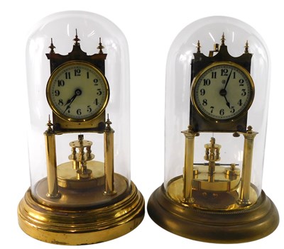 Lot 133 - Two similar brass anniversary clocks, each...