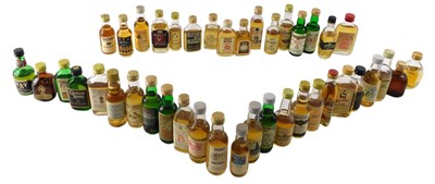 Lot 138 - A collection of forty-one whisky miniatures,...
