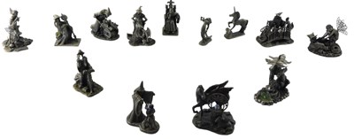 Lot 152 - A collection of pewter fantasy figures, to...