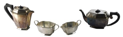 Lot 168 - A silver plated four piece tea service, in Art...
