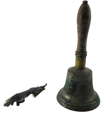 Lot 196 - A cast metal Jaguar car mascot, 18cm long, and...