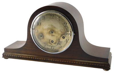 Lot 201 - An early 20thC oak cased Napoleon's hat shaped...