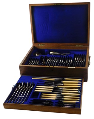 Lot 202 - A canteen of silver plated cutlery, with shell...
