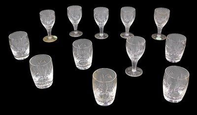 Lot 213 - A set of six Stewart crystal small wine or...