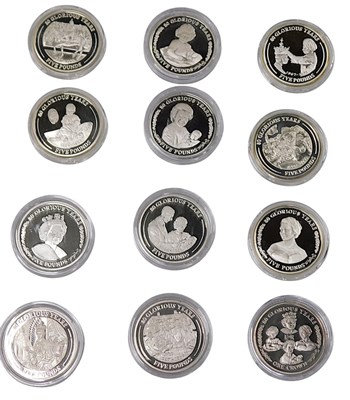 Lot 383 - A set of twelve silver coloured medallions,...