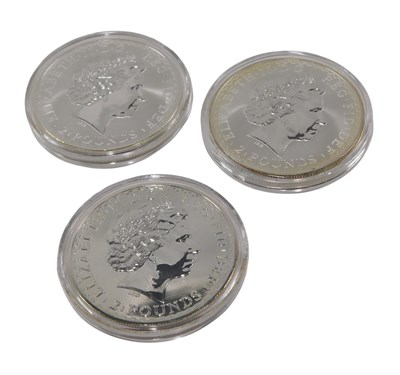 Lot 507 - Three one ounce fine silver commemorative...