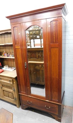 Lot 1508 - An Edwardian mahogany single wardrobe, with...