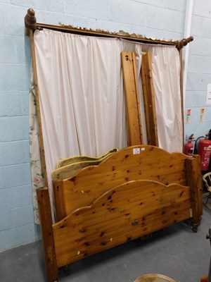 Lot 1509 - A pine ducal double bed, with canopy.