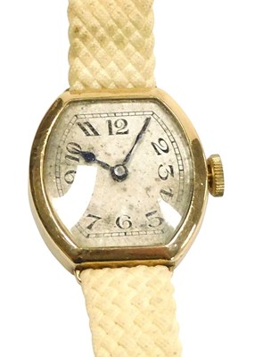 Lot 340 - A lady's 9ct gold cased wristwatch, oblong...
