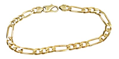 Lot 306 - A 9ct gold figaro link bracelet, on a lobster...
