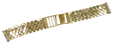 Lot 301 - A 9ct gold watch strap, on a snap clasp, 31.2g.