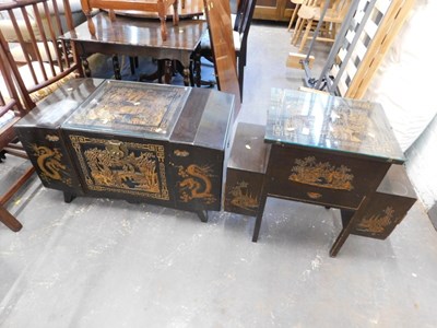 Lot 1565 - A pair of oriental camphor wood chests, with...