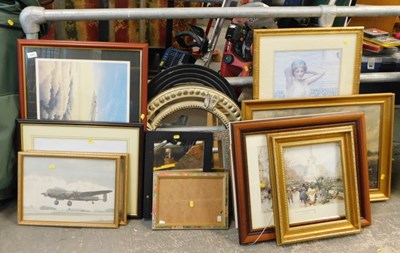 Lot 1570 - A large quantity of framed prints and mirrors,...