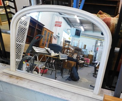 Lot 1572 - An overmantel mirror, in a white painted frame,...