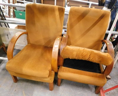 Lot 1591 - A pair of early 20thC oak framed Art Deco...