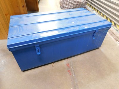 Lot 1610 - A metal storage chest, two padlock clasps to...