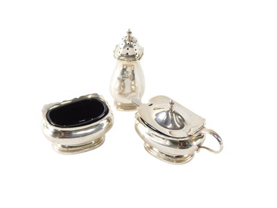 Lot 529 - An early 20thC silver cruet, comprising salt...