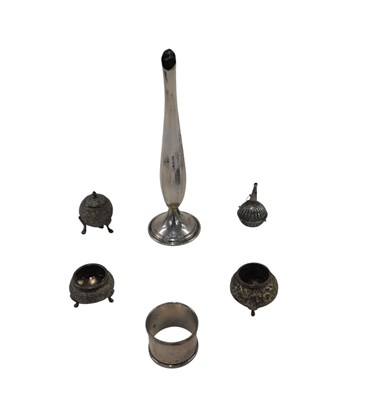 Lot 583 - A Burmese white metal three piece cruet, a...