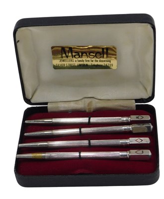 Lot 585 - A set of four sterling silver bridge pencils,...