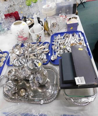 Lot 2039 - Plated wares, to include flatware, part tea...