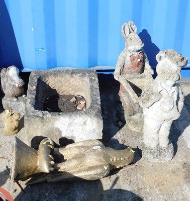 Lot 1661 - Garden ornaments, to include a small sandstone...