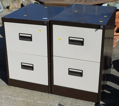 Lot 1664 - A pair of lockable two drawer filing cabinets,...