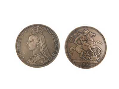 Lot 740 - An 1891 silver crown, and an 1887 silver crown....