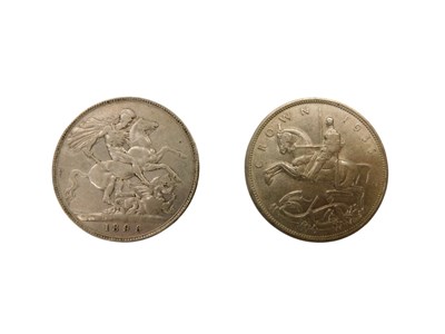 Lot 734 - A Victoria 1896 silver crown, and a George V...