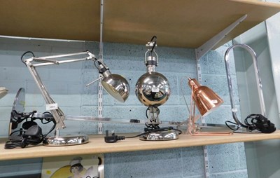 Lot 2001 - A pair of nickel plated Anglepoise type lamps,...