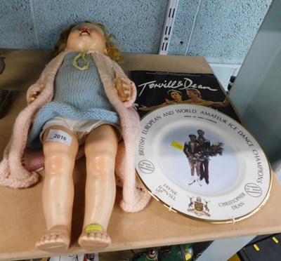 Lot 2016 - A mid-century child's doll, with walking...