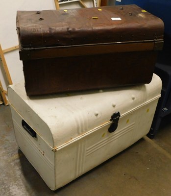 Lot 1668 - A pair of tin travelling trunks, one painted...