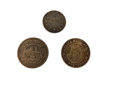 Lot 766 - A South African 1964 twenty cent, an 1893 one...