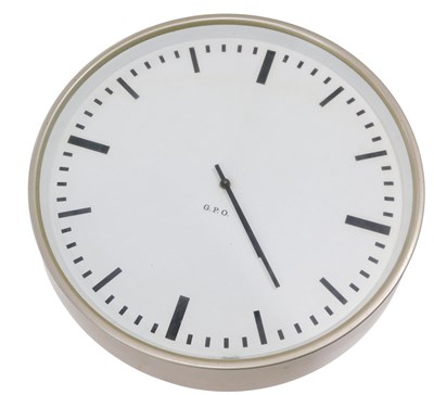 Lot 780 - A GPO wall clock, with silvered metal...