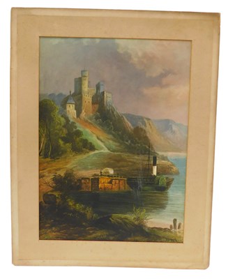 Lot 800 - D Birbeck. Coastal scene with castle, paddle...