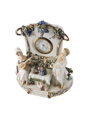 Lot 853 - A late 19thC German porcelain clock...