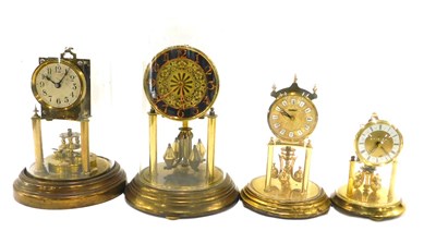 Lot 890 - Four brass anniversary clocks, three with...