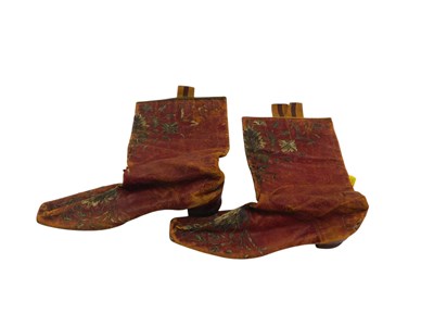 Lot 896 - A pair of embroidered leather boots, with...